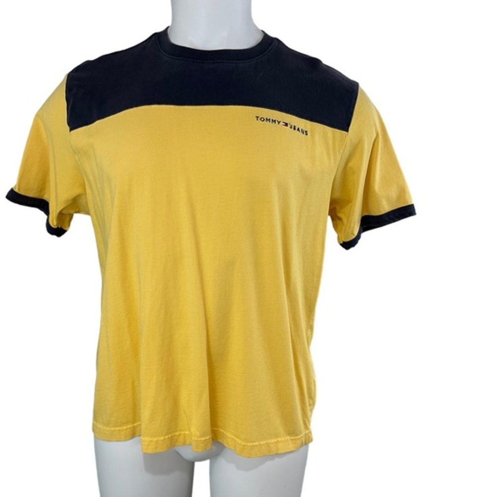Tommy Jeans T Shirt Mens M Tommy Hilfiger Color Block Yellow/Blue (144)
